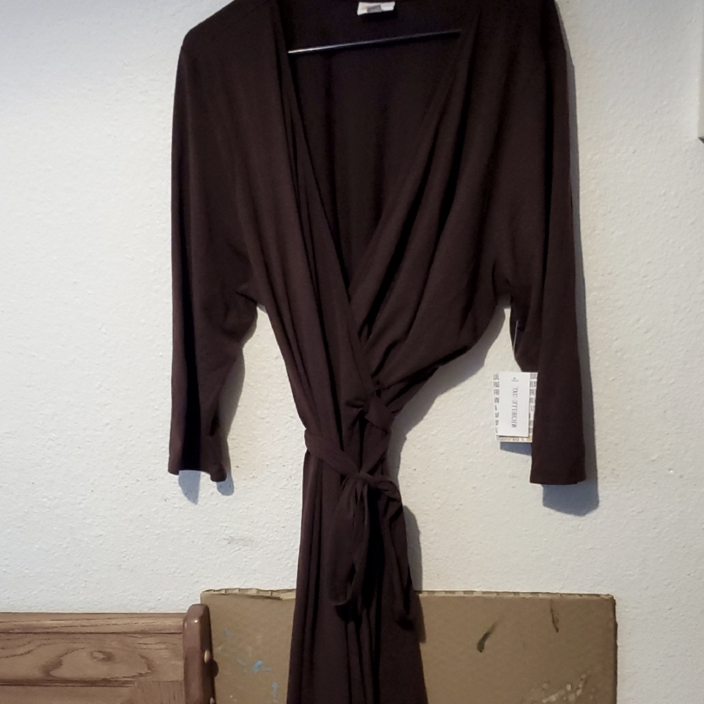 (CH) NWT LuLaRoe Brown Wrap Midi Dress